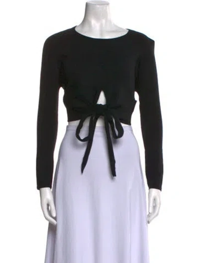 Pre-owned Joostricot Scoop Neck Long Sleeve Crop Top In Black