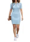 Joostricot Short Sleeve Mini Polo Dress In Crystal Bay In Blue