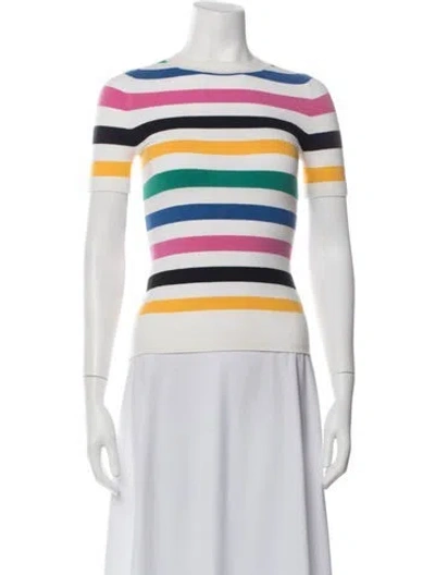 Pre-owned Joostricot Striped Crew Neck Top In White