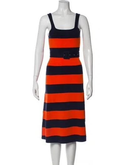 Pre-owned Joostricot Striped Midi Length Dress In Orange
