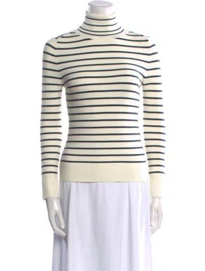 Pre-owned Joostricot Striped Turtleneck Sweater In White