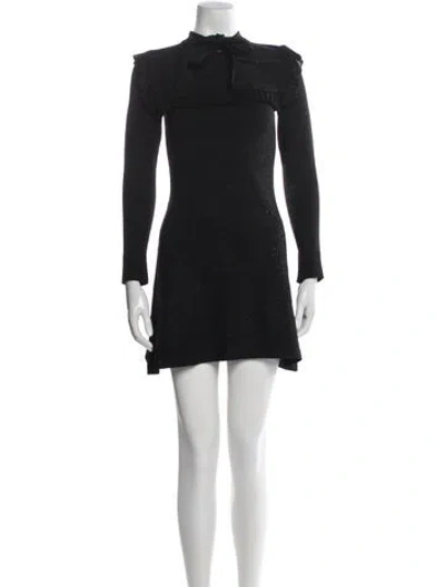 Pre-owned Joostricot Tie Neck Mini Dress In Black