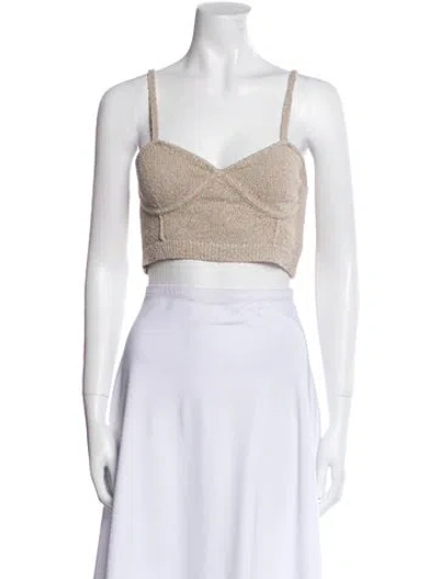 Pre-owned Joostricot V-neck Sleeveless Crop Top In Gray