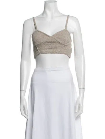 Pre-owned Joostricot V-neck Sleeveless Crop Top In Neutrals