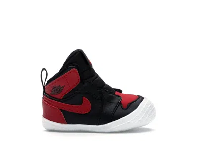 Pre-owned Jordan 1 Crib Bootie Bred Sneakers In Black/varsity Red/white