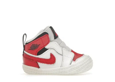 Pre-owned Jordan 1 Crib Bootie Heritage Sneakers In White/university Red/black