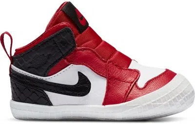 Pre-owned Jordan 1 Crib Bootie Satin Snake Chicago Sneakers In Gym Red/white/black