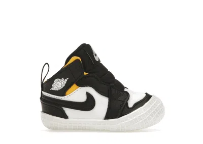 Pre-owned Jordan 1 Crib Bootie Sneakers In Black/white/varsity Maize
