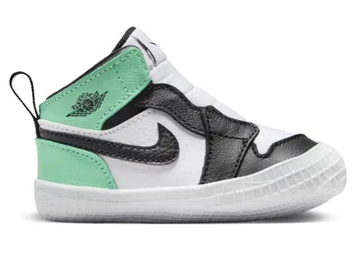 Pre-owned Jordan 1 Crib Bootie Sneakers In White/green Glow/black