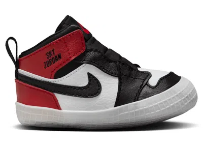Pre-owned Jordan 1 Crib Bootie Toe Reimagined Sneakers In Black/varsity Red