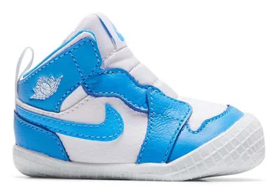 Pre-owned Jordan 1 Crib Bootie Unc Sneakers In White/dark Powder Blue