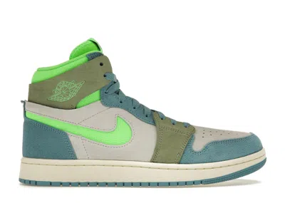 Pre-owned Jordan 1 High Zoom Air Cmft 2 Volt (women's) Sneakers In University Blue/white/olive