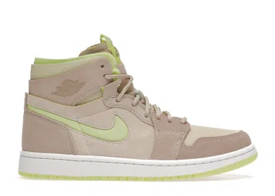 Pre-owned Jordan 1 High Zoom Air Cmft (women's) Sneakers In White/fossil/lemon Twist