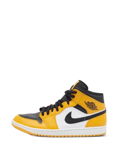 Pre-owned Jordan 1 High-top Lace-up Sneakers In Yellow