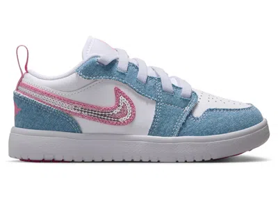Pre-owned Jordan 1 Low Alt Se Denim Sequin Sneakers In Cobalt Blue Bliss/white/pink Glow