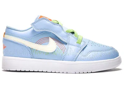 Pre-owned Jordan 1 Low Alt Se Stitch Sneakers In Psychic Blue/sail/vivid Green