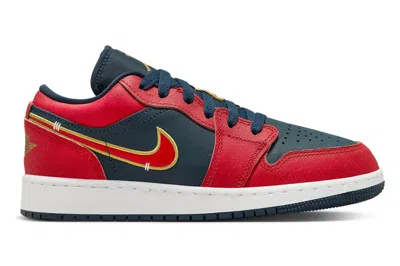 Pre-owned Jordan 1 Low Armory Navy Sport Red (gs) In Armory Navy/metallic Gold/sport Red