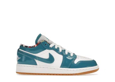 Pre-owned Jordan 1 Low Barcelona Sneakers In Cyber Teal/white/gum In Multi