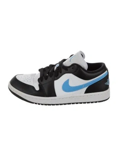 Pre-owned Jordan 1 Low Black University Blue White Athletic Sneakers In Black/white