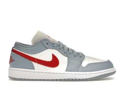 Pre-owned Jordan 1 Low Blue Whisper Dune Red (women's) Sneakers In Sail/blue Grey/white