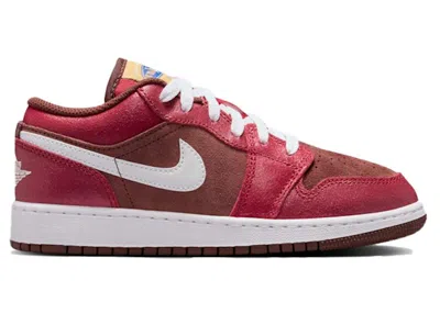 Pre-owned Jordan 1 Low Bread Butter Sneakers In Team Red/burgundy Crush/university Gold