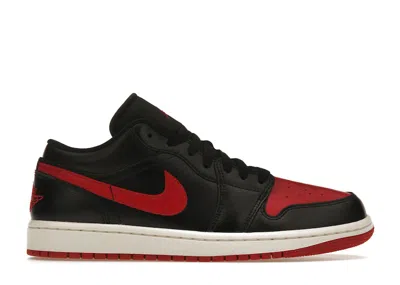Pre-owned Jordan 1 Low Bred (women's) Sneakers In Black/sail/gym Red