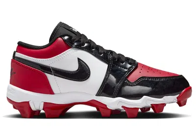Pre-owned Jordan 1 Low Cleat Patent Bred Toe Sneakers In Gym Red/white/black