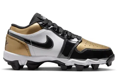 Pre-owned Jordan 1 Low Cleat Patent Gold Toe Sneakers In Metallic Gold/white/black