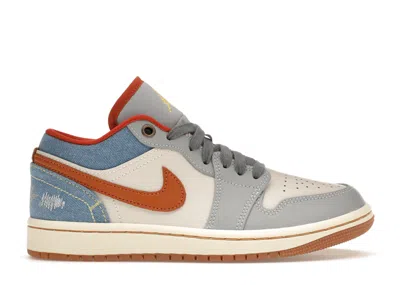 Pre-owned Jordan 1 Low Denim (women's) Sneakers In Phantom/coconut Milk/amber Brown
