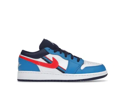 Pre-owned Jordan 1 Low Game Time Sneakers In White/flash Crimson/comet Blue In Multi