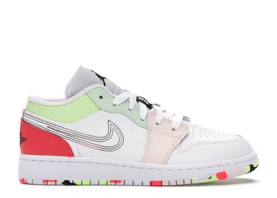 Pre-owned Jordan 1 Low Glowinthedark Sneakers In White/ember Glow/barely Volt