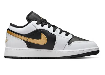 Pre-owned Jordan 1 Low Gold Swoosh Sneakers In White/black/metallic Gold In Multi