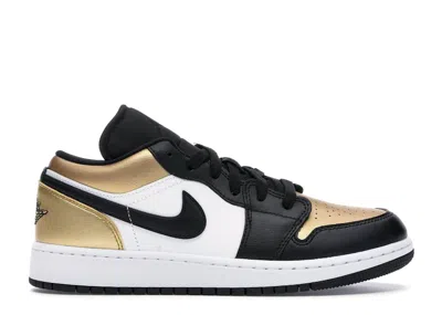 Pre-owned Jordan 1 Low Gold Toe Sneakers In Metallic Gold/black/white