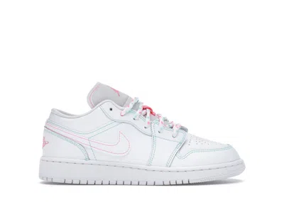Pre-owned Jordan 1 Low Green Pink Sneakers In White/aurora Green