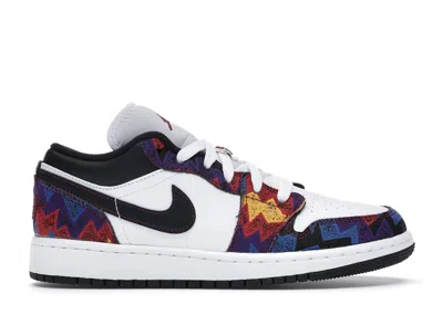 Pre-owned Jordan 1 Low Nothing But Net Sneakers In White/dark Obsidian/team Red