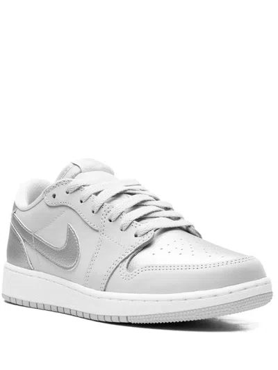 Jordan Kids'  1 Low Og "metallic Silver" Sneakers In White