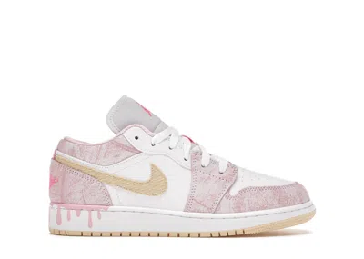 Pre-owned Jordan 1 Low Paint Drip Sneakers In Arctic Punch/pale Vanilla/white