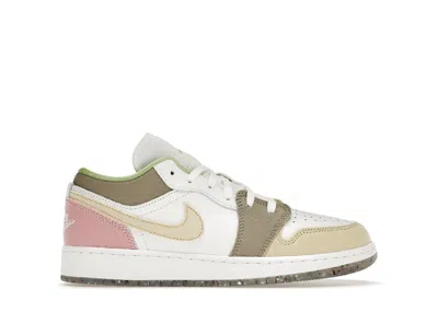 Pre-owned Jordan 1 Low Pastel Grind Sneakers In White/vivid Green In Multi