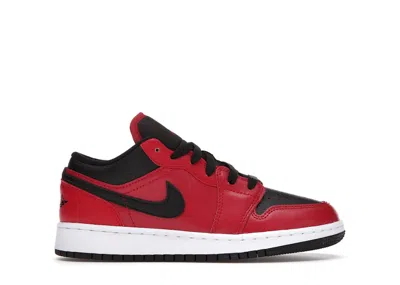 Pre-owned Jordan 1 Low Pebbled Sneakers In Gym Red/black/white