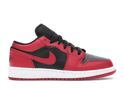Pre-owned Jordan 1 Low Reverse Bred Sneakers In Gym Red/black