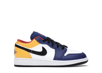 Pre-owned Jordan 1 Low Royal Yellow Sneakers In White/track Red/deep Royal Blue
