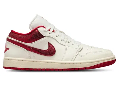 Pre-owned Jordan 1 Low Ruby (women's) Sneakers In Sail/varsity Red/team Red