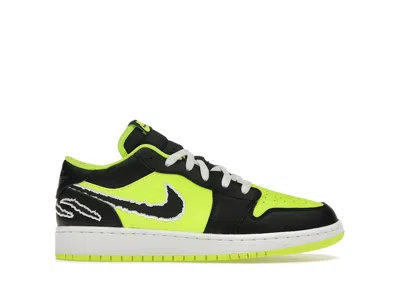 Pre-owned Jordan 1 Low Se Cat Sneakers In Volt/white/black