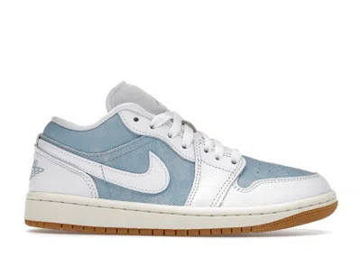 Pre-owned Jordan 1 Low Se Denim (women's) Sneakers In Worn Blue/gum Light Brown/sail
