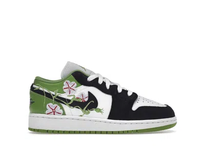 Pre-owned Jordan 1 Low Se Floral Vines Sneakers In White/black/altitude Green