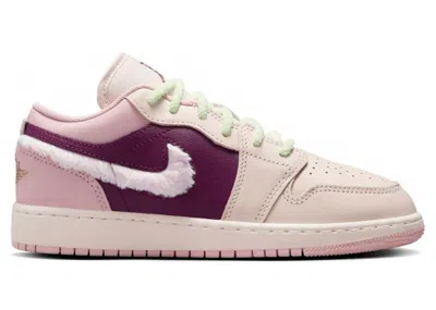 Pre-owned Jordan 1 Low Se Fur Swoosh Sneakers In Legend Light Brown/pink Oxford/bordeaux