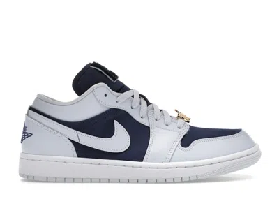 Pre-owned Jordan 1 Low Se Midnight Navy (women's) Sneakers In Football Grey/white/gym Red In Multi