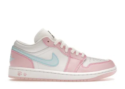 Pre-owned Jordan 1 Low Se Paw Print (women's) Sneakers In White/pink Foam