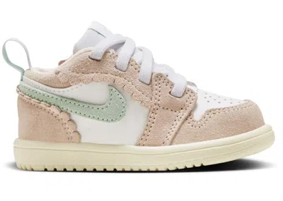 Pre-owned Jordan 1 Low Se Scalloped Edge Sneakers In Guava Ice/jade Ice/white