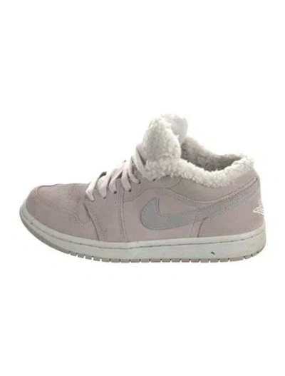 Pre-owned Jordan 1 Low Se Sherpa Fleece Sneakers In Gray